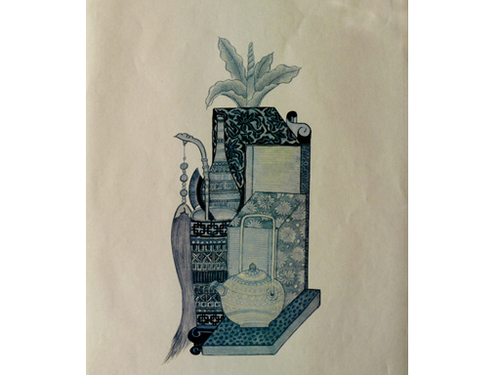 28.민화문양지(책가도) <br> 135*275mm