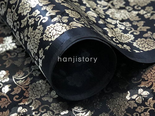 9.무늬원단(검정/모란은박) <br> 450mm*370mm