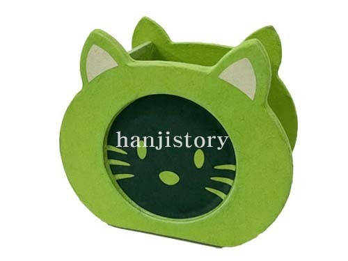 2.야옹이꽂이필통(연두)<br> 20%할인 <br> 50개이상구매시 3,500원(색상혼합가능) 