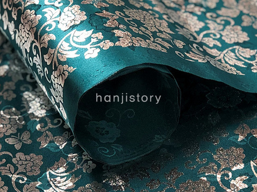 5.무늬원단(청녹색/모란은박) <br> 450mm*370mm