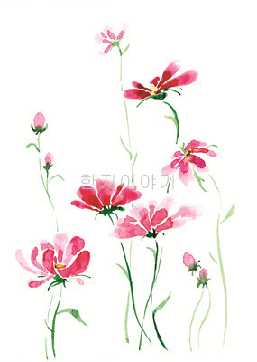 34.들꽃문양 <br> 300*390mm(총2컷) <br> 그림1개당 180*300mm 