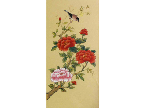 25.민화문양지(모란도) <br> 130*270mm