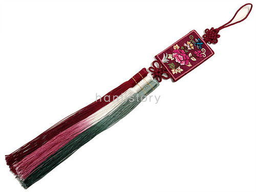 사각목단자수노리개(자주)