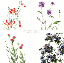 6.들꽃문양(정사각) <br> 360*360mm(총4컷) <br> 그림1개당 170*170mm 