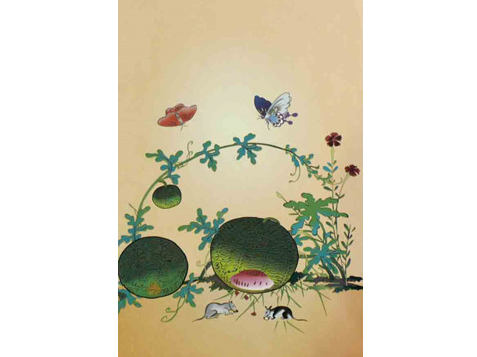 12.민화문양지(초충도)  <br> 155*260mm