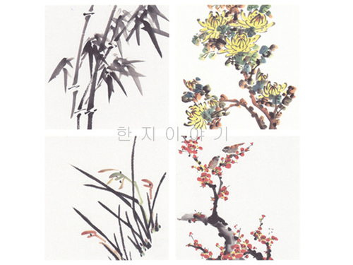 91.민화(매난국죽) <br> 200mm*200mm(총4컷)