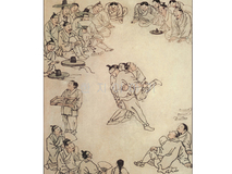 71.민화(김홍도) <br> 175*175mm(씨름/대)