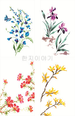 9.들꽃문양(직사각) <br> 280*430mm(총4컷) <br> 그림1개당 130*210mm