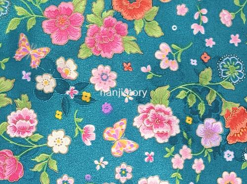 11.무늬원단(초록/꽃) <br> 450mm*370mm
